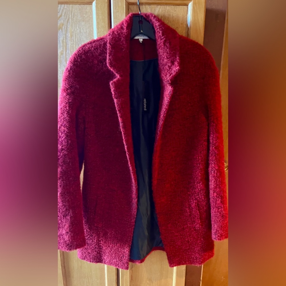 Wool. alpaca, mohair, poly blend brick red coat. Size 8. Never worn. Tag.